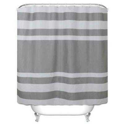 Striped Bathroom Shower Bathtub Curtain With Ring Hooks Modern Design Bath Decor