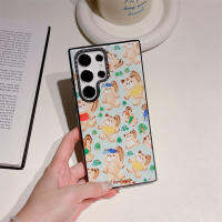 Samsung Galaxy โทรศัพท์มือถือ S23Ultra S23Plus ลายการ์ตูนแมวและสุนัข,CASE-TI นิ่มมี S22Ultra เดียวกันกับกากเพชรติดถนน8สี