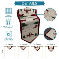 Christmas Snowflake Elk Tree Red Plaid Linen Table Runner Placemat Coaster Table Desktop Christmas Decoration For Home Decor