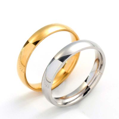 แหวน แหวนสแตนเลส ขนาด 4mm. เครื่องประดับแฟชั่น เหมาะสำหรับผู้ชายและผู้หญิง มีหลายสีให้เลือก