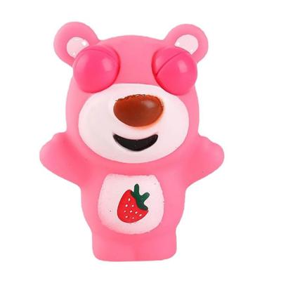 Funny Mini Eye-popping Lovely Strawberry Bear Adorable Key Chain Silicone Funny Decompression Keyrings Pendant Kids Toy Gifts pretty