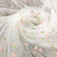 165x45 ซม.ดอกไม้สีชมพูขนาดเล็กปักผ้าตาข่ายสำหรับสาวชุดเจ้าหญิง Tulle ทำด้วยมือ DIY เสื้อผ้าตกแต่งผ้า TJ9656-hjgytyuuiytt