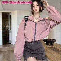 Asdsadsaaff COZOK-Streetwear Coreano Feminino De ฮิปฮอปเสื้อแจ็คเก็ตเอวลอยซิปขึ้น Blusão Casacos Solto Protetor OR Fino Casacos