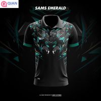 T SHIRT   Quick Dry Elastic Breathable SAMS Emerald Collar Running Jersey