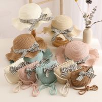 Girl 39;s Beach Sun Hat Casual BowKnot Straw Hat And Shoulder Bag Outdoor 2pcs Set Sun Protection Hat Child Summer Straw Hat