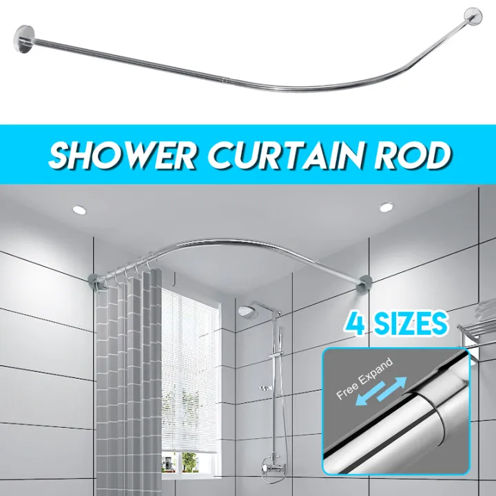 Extendable Curved Shower Curtain Rod L, What Size Shower Curtain Do I Need For An L Shaped Rod