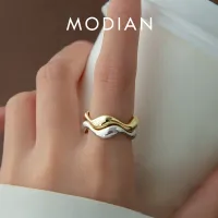 Modian 925เงินสเตอร์ลิงหยดน้ำออกแบบ Stackable แหวนใส่นิ้วอินเทรนด์ปรับขนาด6-9แหวนสำหรับเครื่องประดับสตรี