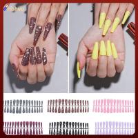 Ribbvu 24ชิ้น/ถุง8สีเครื่องมือทำเล็บเทียมเล็บปลอมสวมใส่ได้เล็บปลอมปลายเล็บปลอมนักบัลเล่ต์ยาว