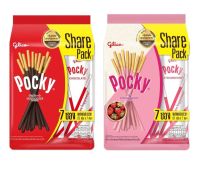 Pocky  กูลิโกะ ป๊อกกี้ Family สตรอเบอร์รี่ 147 กรัม (7ซอง) รสช็อกโกแลต และ สตรอเบอรี่ (รอเตรียมสินค้า 2-3 วัน)