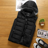 Hood vest Mens Jacket Sleeveless Vests Winter Fashion Casual Coats Male Cotton-Padded Mens Vest Men Thicken Waistcoat XS-4XL