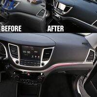 สแตนเลส Dashboard Trim คอนโซลกลางแผงสำหรับ Hyundai Tucson 2016 2017 18 19ตกแต่งภายในรถยนต์ Garnish