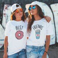 Shirt Digital Best Friends Letter Printing Tshirt Europe Femal Tshirt Vestidos Ropa Mujer Gildan Spot 100% Cotton