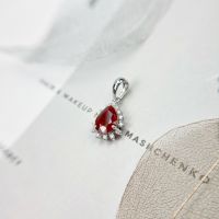 Ruby Diamond Pendant จี้สร้อยคอเพชรทับทิม  ทับทิมสีแดงสวยทรงลูกแพร์ ประดับเพชรแท้ (ราคาไม่รวมค่าสร้อย)