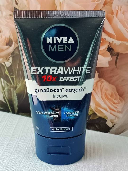 ส่งฟรี-1หลอด-โฟมล้างหน้าผู้ชาย-โฟมนีเวีย-โฟมสำหรับผู้ชาย-nivea-men-extra-white-10x-effect-ดูขาว-มีออร่า-ลดจุดดำ-โคลนโฟม-ปริมาณ-100-กรัม