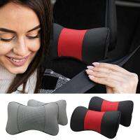 2pcs Car Neck Pillow Cushion Durable Leather Headrest Support For Car Seat Sweat Proof Comfortable Neck And Head Protector