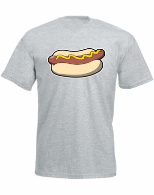 Hot Dog Design Printed Mens T-Shirt Casual polyester Crew Neck Tee