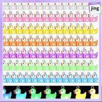 JING 100pcs 2.21.4ซม. ค่ะ ลูกปัดรูปเป็ดเรืองแสง เรซิน 7สี เป็ดเรซิ่นขนาดเล็กเรืองแสง คุณภาพสูงมาก รูปร่างเป็ดรูปร่าง ลูกปัด UV รูปสัตว์ การทำเครื่องประดับ