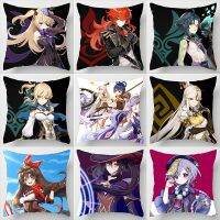 Game Genshin Impact Beelzebul Lisa Noelle Pillow Cover Anime Zhongli Keqing Throw Pillowcase Home Decor Sofa Car Cushion Covers