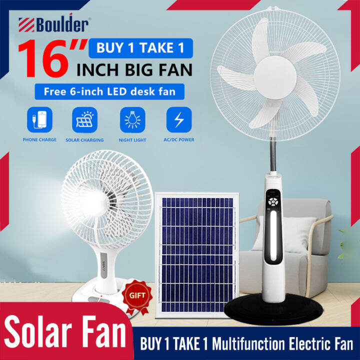 Buy 1 Take 1 Solar Fan Electric Fan With Panel Rechargeable 