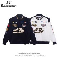 Lansboter เสื้อแจ็กเก็ตสูทรถจักรยานยนต์ปักอเมริกัน,แจ็คเก็ตเครื่องแบบเบสบอลฮิปฮอปสำหรับทั้งหญิงและชาย