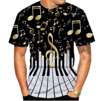 2023 New Fashion Piano Musical Note Printed T Shirt Men Women Sweatshirts Funny Pullover Summer Fashion Hip Hop Short Sleeve Clothes