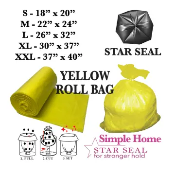 YELLOW Trash Bag Garbage Bag 50 pcs (XL) Heavy Duty Wholesale, HOSPECO