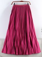 【CC】 TIGENA Fashion Rhombus Pleated Skirt 2023 New All-match A Waist Female Ladies