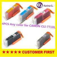 4ชิ้นสีใดๆสำหรับ Canon Cli771 Cli-771ที่รองรับตลับหมึกหมึกสำหรับแคนนอนเต็ม Pixma Mg5770/Mg6870/Mg7770