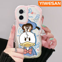 YIWESAN เคสสำหรับ OPPO A76 A96 A36ลายการ์ตูนเป็ดโดนัลด์สีสันสดใสเนื้อครีมคลื่นขอบเคสโทรศัพท์โปร่งใสกล้องเคสซิลิโคนอ่อนชัดเจนกันกระแทก