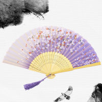 Quality Elegent Shank Wooden Female Fan Home Classical Japanese Silk Chinese