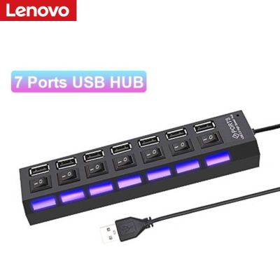 Lenovo 4/7 stasiun Dok port USB 2.0 Hub adaptor Multi Splitter kecepatan tinggi dengan sakelar untuk PC