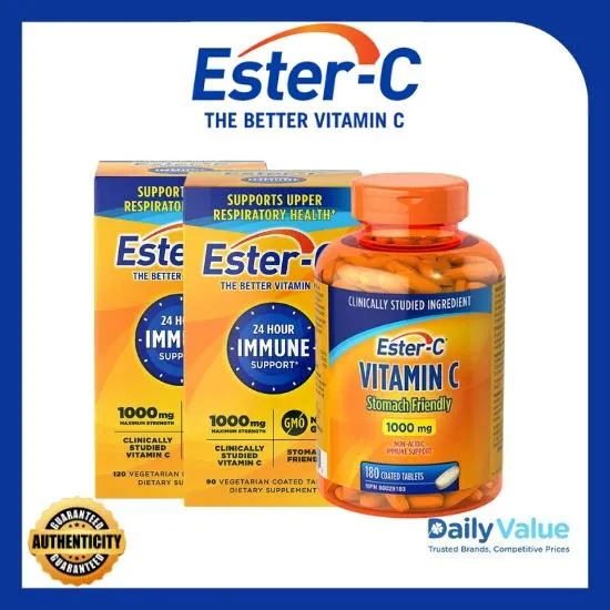 EsterC 1000mg. 90/120/180 tablets Non acidic Vitamin C Calcium