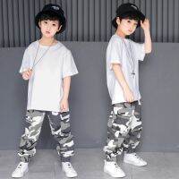 [COD] New trendy hip-hop for boys and girls loose white T camouflage children hiphop