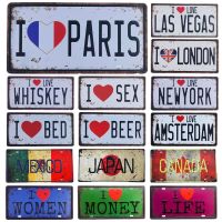 【YF】◈❇✼  Metal Tin Signs Wall Stickers Japan USA Mexico Flag Car License Bar Plates