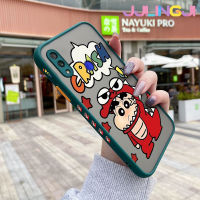 Jlingji เคสสำหรับ Xiaomi Redmi Note 7 Note 7 Pro Note 7S Note7การ์ตูนดินสอสี Shin-Chan มีน้ำค้างแข็งโปร่งใสแข็งขอบสี่เหลี่ยมด้านข้างกล้องปลอกซิลิโคนกันกระแทกเคสนิ่ม