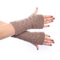 Korean Wool Knit Twist Hollow Elastic Outdoor Cycling Fingerless Mitten Women Winter Half Finger Touch Screen Driving Gloves L11