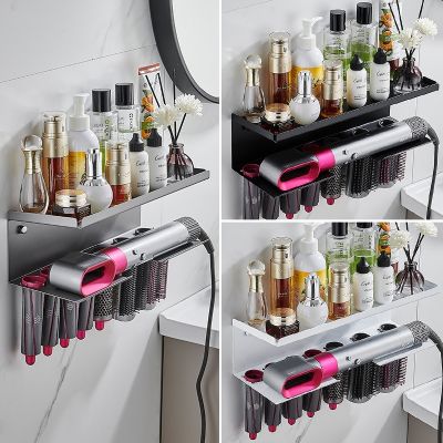 ◊✟○ Curling iron Holder Wall Mount Suitable For Dyson Airwrap Shelf Dryer And Hair Curler Holder Storage Rack Bathroom Stainless