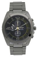 Karnvera Shop นาฬิกาข้อมือชาย Seiko Solar  Watch with Chronograph Black Dial Black Bracelet Silver Plated Steel SSC217P1