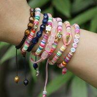 【CW】 boho shell pearl bead gold solid tiny cz paved star cube charm mix clay silicone plastic beaded bracelets for