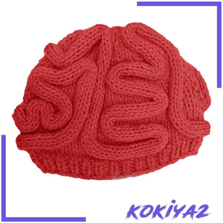 kokiya2-หมวกบีนนี่-ผ้าถักโครเชต์-พร็อพสมอง-สําหรับเด็ก-และผู้ใหญ่