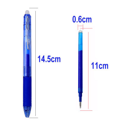 8สี Retractable Erasable เจลปากกา0.7มม. Bullet Tip Washable Handle ปุ่มกดสีฟ้าสีดำหมึกเติมการเขียนเครื่องเขียน Rods