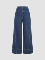 Cider Solid Denim Middle Waist Wide Leg Jeans