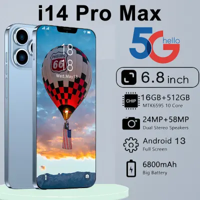 ใหม่ โทรศัพท์ มือถือ i14Pro Max 5G Smarphones 4G/5G 6.8นิ้ว Mobile phone รองรับ2ซิม แรม16GB รอม512GB โทรศัพท์ถูกๆ Android 13.0 24MP+48MP แบตเตอรี่ 6800 mAh ราคาถูก เกมมือถือ โทรศัพท์ถูกๆ i13 pro max เมนูภาษาไทย