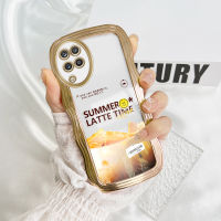 เคสใหม่ปลอกสำหรับ Samsung Galaxy A12 A12 5G Samsung A13เครื่องดื่มลาเต้เคสโทรศัพท์มีลายหยักชุบซิลิโคนนิ่มขอบหยักเคสโทรศัพท์ตัวป้องกันเคสกล้องเต็มรูปแบบ