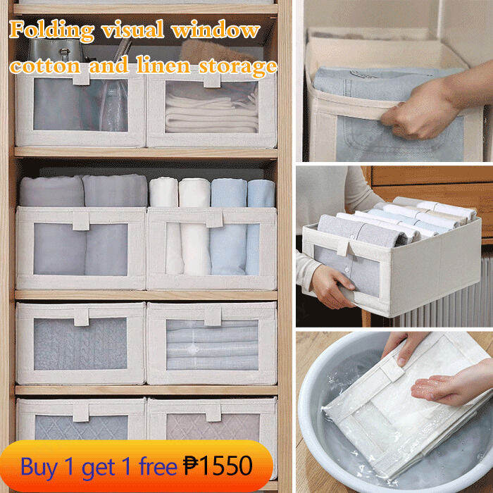vivinatural Folding visual window cotton and linen storage box Lazada PH