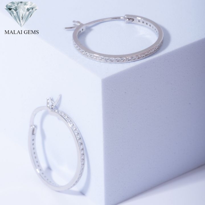 malai-gems-ต่างหูเพชร-เงินแท้-silver-925-เพชรสวิส-cz-เคลือบทองคำขาว-รุ่น-295-ek0013-22mm-แถมกล่อง-ต่างหูcz-ต่างหูเงินแ