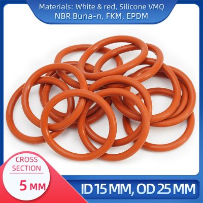 O Ring CS 5 mm ID 15 mm OD 25 mm Material With Silicone VMQ NBR FKM EPDM ORing Seal Gask