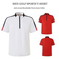 Men Sports Tops Golf Short-sleeved Polo Shirt Ice Silk Male T-shirts Zipper Collar Jersey Quick-dry Leisure Sportswear S-XXL