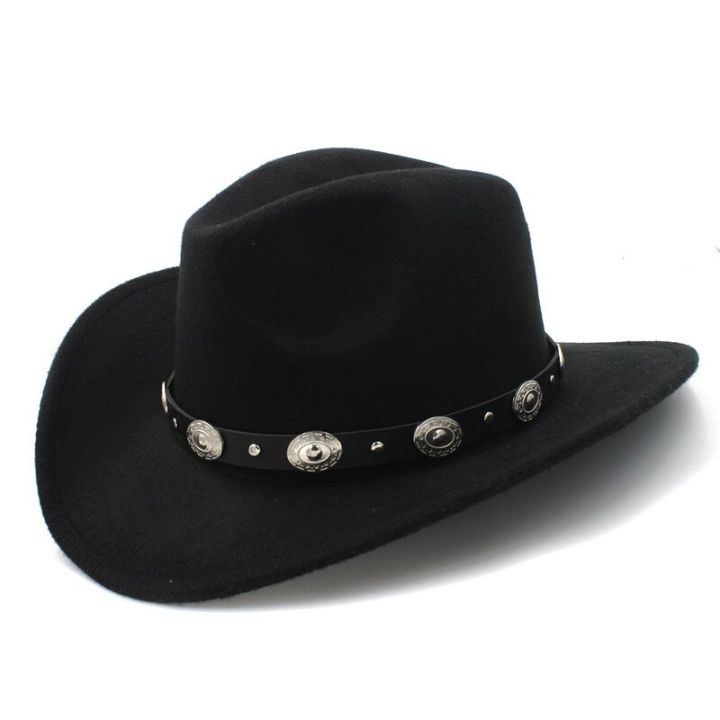 ผู้หญิงผู้ชายหมวกคาวบอยตะวันตกม้วนขึ้น-brim-cowgirl-แจ๊สหมวก
