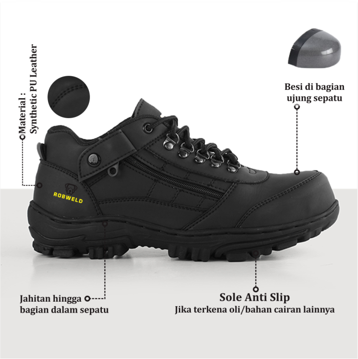 Sepatu Boots Pria Safety Ujung Besi Sepatu Safety Pria Gunung Hiking Kerja Lapangan Sepatu